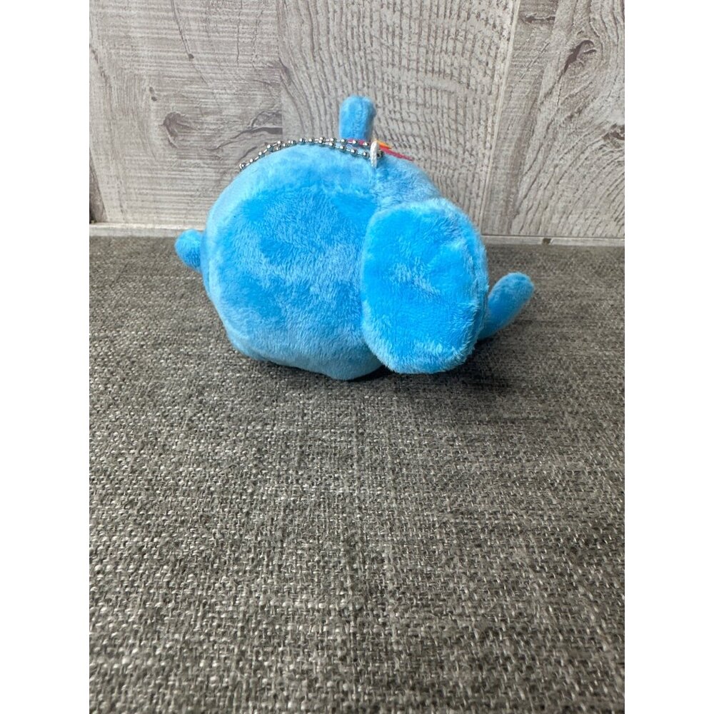 Blue Plush Elephant Keychain Flower Design & Polka Dot Ears for Backpack or Keys - Picture 3 of 8